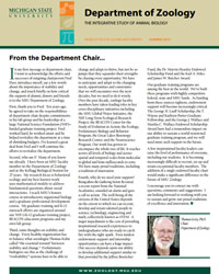 Cover of the 2013 Department of Zoology Alumni and Friends Newsletter